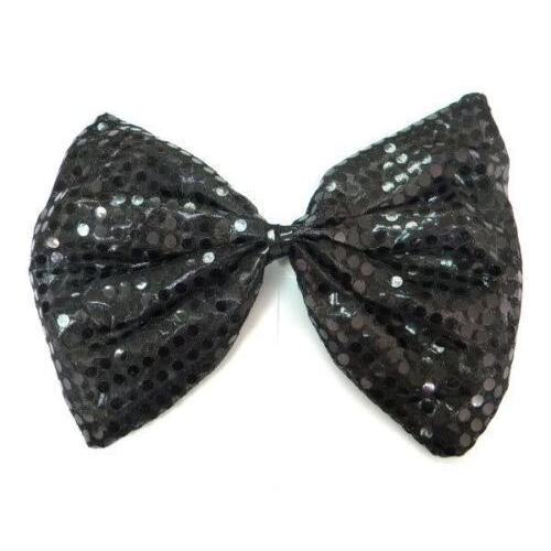LARGE BOW TIE Sequin Polka Dots Bowtie Big King Size Party  Costume - Black - Main Image