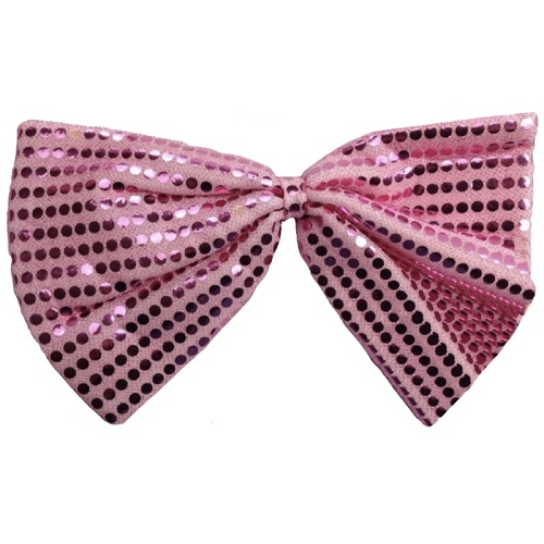 LARGE BOW TIE Sequin Polka Dots Bowtie Big King Size Party  Costume - Light Pink - Main Image