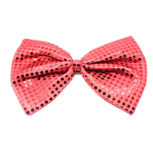 LARGE BOW TIE Sequin Polka Dots Bowtie Big King Size Party  Costume - Red - Main Image