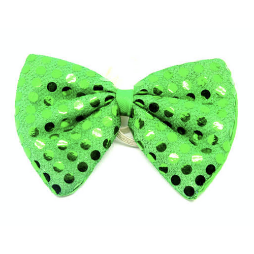 SEQUIN BOW TIE Polka Dots Bowtie Party Unisex Costume  13cm x 9cm Clown - Green - Main Image