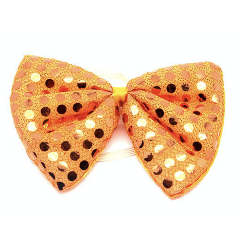 SEQUIN BOW TIE Polka Dots Bowtie Party Unisex Costume  13cm x 9cm Clown - Orange - Main Image