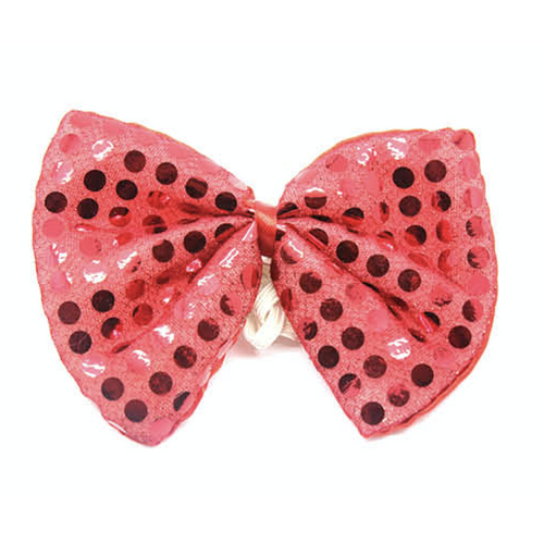 SEQUIN BOW TIE Polka Dots Bowtie Party Unisex Costume  13cm x 9cm Clown - Red - Main Image