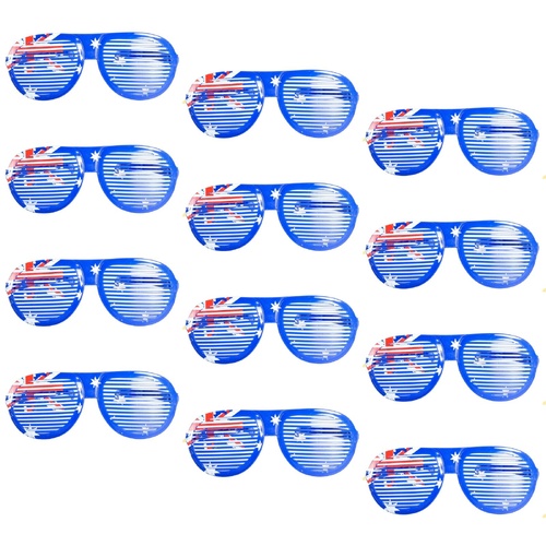 12x Jumbo Party Costume Glasses  - Australian Flag Design - Wayfarer Oversized 26cm Wide - Main Image
