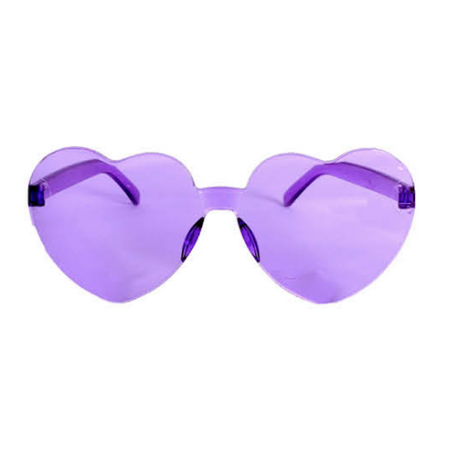 Party Sun Glasses Perspex Hearts Costume - Purple - Main Image