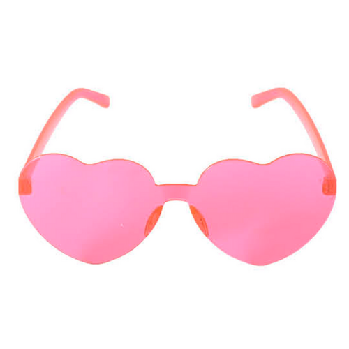Heart Sun Glasses Metal Frame Costume - Pink - Main Image