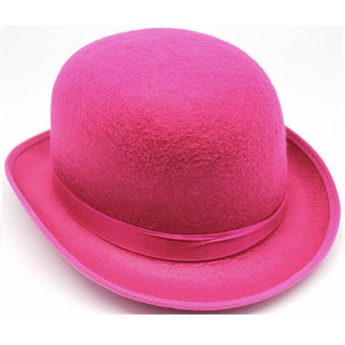 BOWLER HAT Party Costume Derby Fancy Dress Dance Halloween Vintage Cap - Hot Pink - Main Image