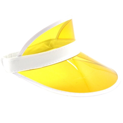 Yellow Perspex Visor with White Rim – Retro 80s Rave Accessory, Adjustable Fit Australia Day - Main Image