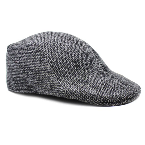 Mens Herringbone Driving Cabbie Hat Gatsby 20s Ivy Cap Flat Newsboy - Grey - Main Image