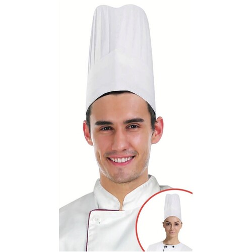 CHEFS HAT Chef Master Kitchen Cooking Baker Cap Costume Fancy BBQ Party - White - Main Image