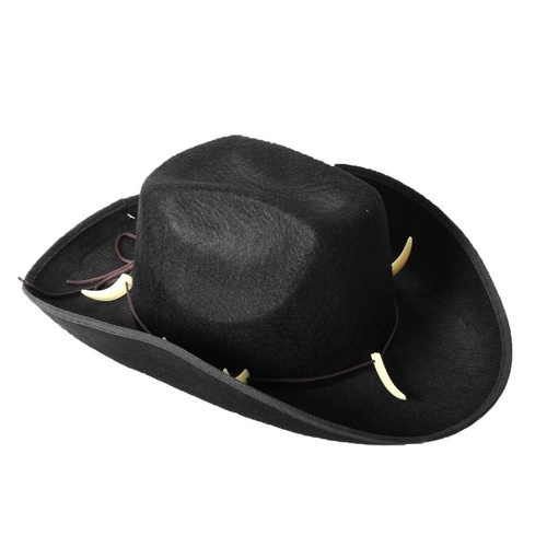 Crocodile Dundee-Style Black Cowboy Hat – Adjustable Chin Cord for Outback & Western Themes - Main Image