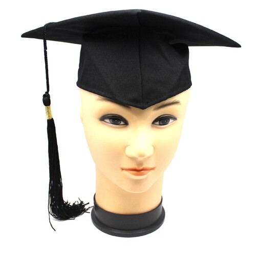 Deluxe GRADUATION HAT Mortar Board Graduate Bachelor Academic Cap School - Black - Main Image