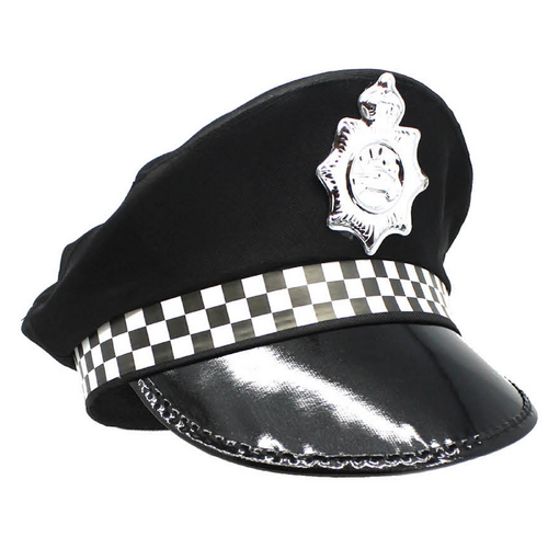 Police Officer Hat Pilot Cop Costume Party Cap Halloween Book Week - Black - Main Image