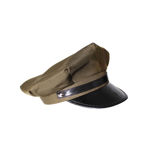 Army General WW2 US Air Corps Officer Crusher Party Costume Hat Cap in Military Green - Main Image