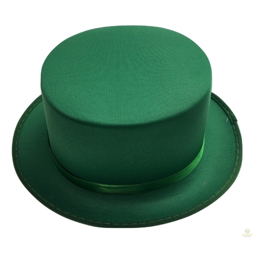 SATIN TOP HAT Costume Party Cap Fancy Dress Trilby Fedora One Size - Green - Main Image