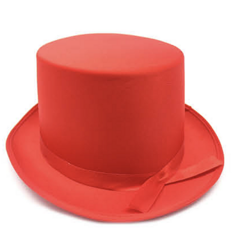 SATIN TOP HAT Costume Party Cap Fancy Dress Trilby Fedora One Size - Red - Main Image