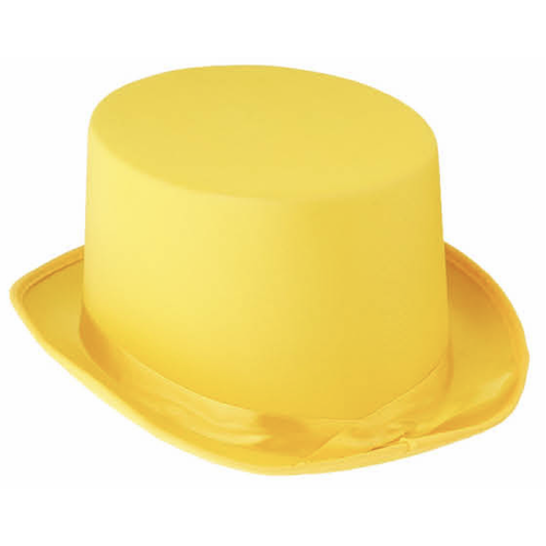 SATIN TOP HAT Costume Party Cap Fancy Dress Trilby Fedora One Size - Yellow - Main Image