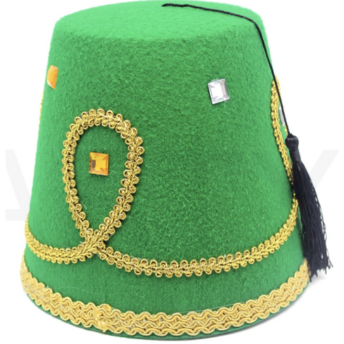 DELUXE TURKISH HAT Red Green Fez Tarboosh Dress Up Costume Party Moroccan - Green - Main Image