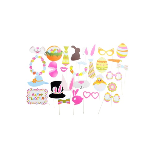 28pcs Easter Photo Booth Props Party Selfie Costume Rabbit Egg Bunny - Main Image