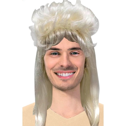Mullet Wig 80s Fancy Dress Mens Party Costume Rock Bogan Punk 70s 90s - Blonde - Main Image