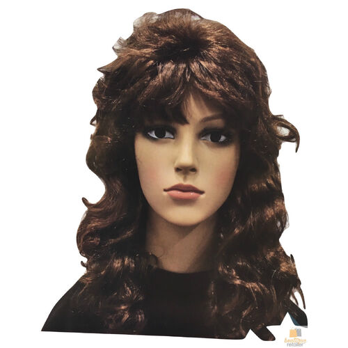 RETRO WIG Curly Long Hair Disco Punk Rock Party Costume 60s 70s 22425 - Brown - Main Image