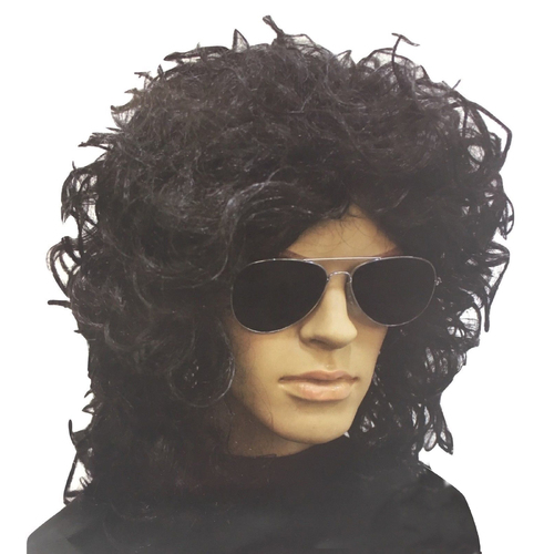 POPSTAR WIG Punk Costume Party Fancy Curly Long Hair Rock 70s 80s - Main Image