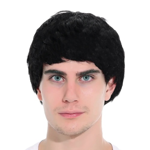 Mens Short Party Wig Costume Party Dress Up Fancy Classic Style - Black - Main Image