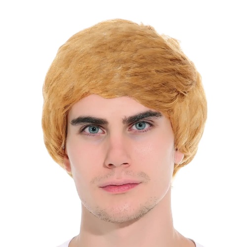 Mens Short Party Wig Costume Party Dress Up Fancy Classic Style in Ginger Blonde - Main Image