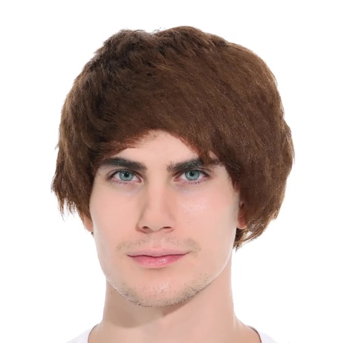 Mens Short Party Wig Costume Party Dress Up Fancy Classic Style - Brown - Main Image
