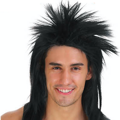 SPIKY PUNK Mullet Wig Costume Party Fancy Rock Hair Disco Dress 70s 80s - Main Image