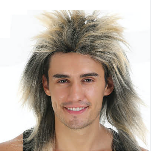 SPIKY PUNK Mullet Wig Costume Party Fancy Rock Hair Disco 70s 80s - Blonde - Main Image