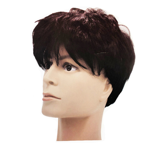 MENS WIG 80s Fancy Dress Mens Party Costume Rock Bogan Punk 70s 90s - Brown - Main Image