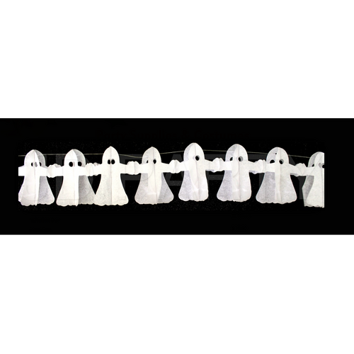HALLOWEEN PAPER GARLAND Ghost Horror Decoration 1.8m Party Props Decor White - Main Image