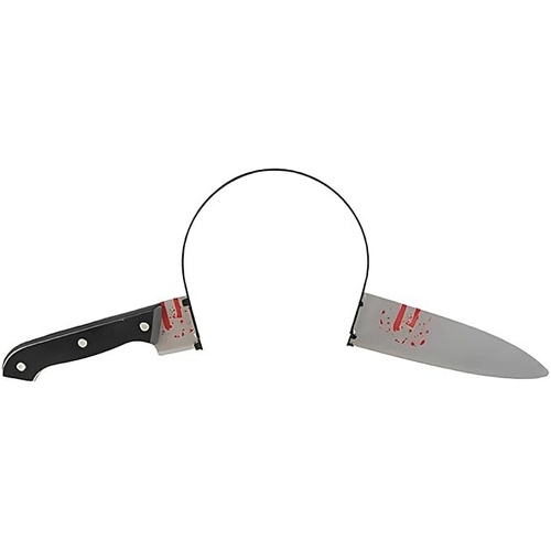 HALLOWEEN Prank Fake Knife Through Head Horror Scary Headband Costume Party Joke - Main Image