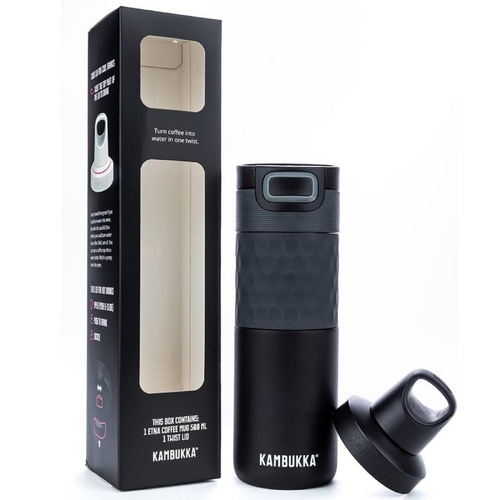 Kambukka Etna Water Bottle Insulated Travel Drink Sports Tumbler -  Black Steel - Main Image