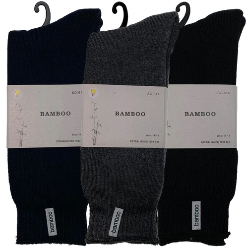 3 Pairs PREMIUM BAMBOO SOCKS Mens Heavy Duty Thick Work Socks BULK Cushion - Assorted Colour Pack - 7-11 - Main Image