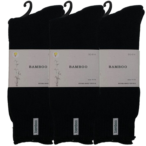 3 Pairs PREMIUM BAMBOO SOCKS Mens Heavy Duty Thick Work Socks BULK Cushion - Black - 11-14 - Main Image