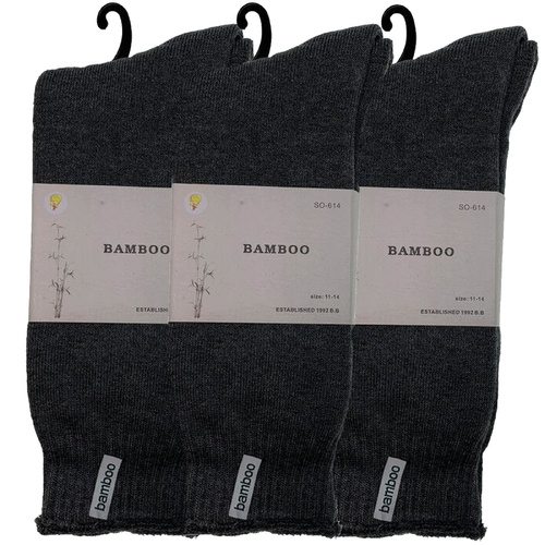 3 Pairs PREMIUM BAMBOO SOCKS Mens Heavy Duty Thick Work Socks BULK Cushion - Charcoal Grey - 11-14 - Main Image