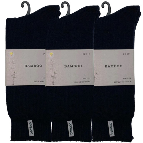 3 Pairs PREMIUM BAMBOO SOCKS Mens Heavy Duty Thick Work Socks BULK Cushion - Navy Blue - 7-11 - Main Image