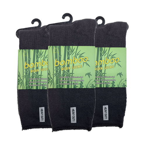 3 Pairs PREMIUM BAMBOO SOCKS Mens Heavy Duty Thick Work Socks Cushion BULK - Charcoal Grey - 6-11 - Main Image