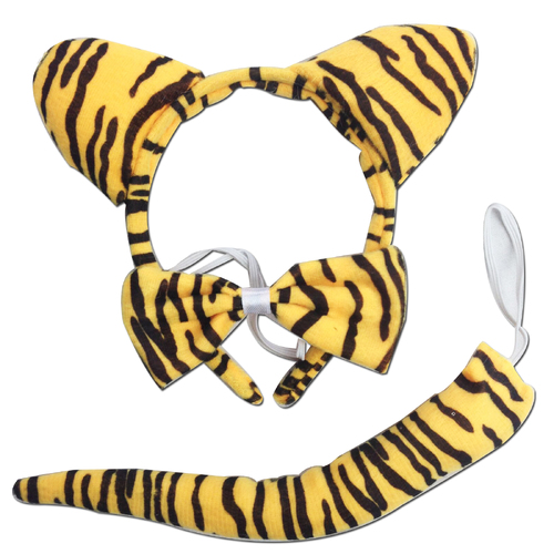 3pcs Set Animal Costume Dress Up Party Bow Tie Tail Ears Book Week - Tiger - Main Image