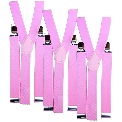 3x Mens Suspenders Braces Adjustable Strong Clip On Elastic Formal Wedding Slim - Lilac - Main Image