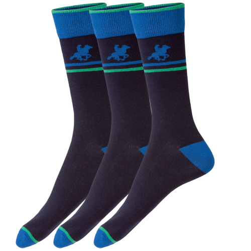 Livergy Mens Crew Socks - Navy/Green - 1 Pack of 3 - EU 43-46 - Main Image