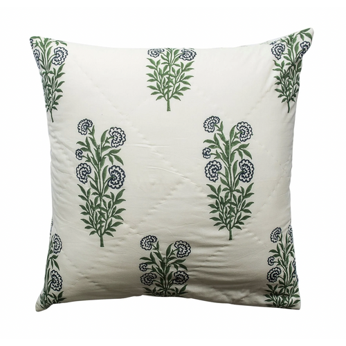 Kolka Iris Quilted Euro Sham Set Super Quality Cotton Quilted Front - Green - Main Image
