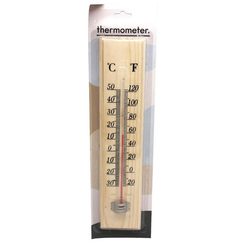27cm Wooden Thermometer Indoor Outdoor Glass Wall Hanging Room Sensor Jumbo - Main Image