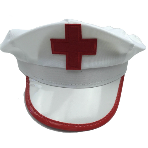 NURSE HAT Doctor Fancy Halloween Party Costume Accessory Cap - White/Red - Main Image