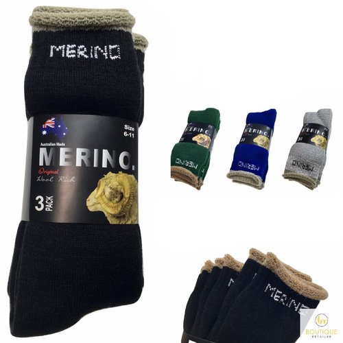 6 Pairs MERINO WOOL SOCKS Mens Heavy Duty Premium Thick Work Socks Cushion BULK - Mystery Mix of 2 Colours - 11-14 - Main Image