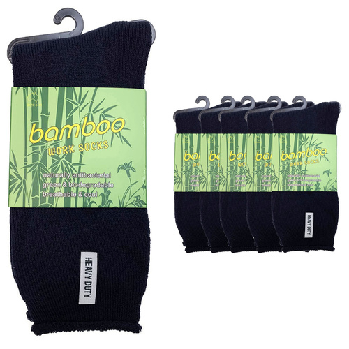 6 Pairs PREMIUM BAMBOO SOCKS Mens Heavy Duty Thick Work Socks Cushion BULK  - Navy Blue - 6-11 - Main Image