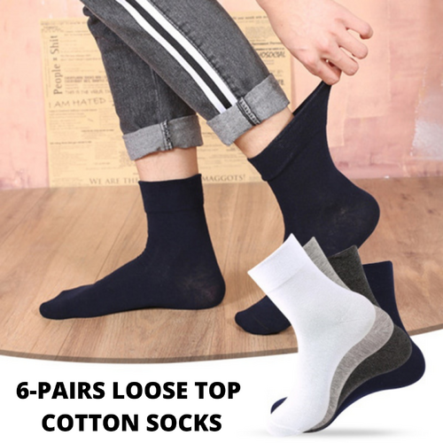 6x Pair COTTON Rich LOOSE TOP SOCKS Dress Medical Circulation Diabetic Comfort -  - - Main Image