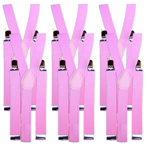 6x Mens Suspenders Braces Adjustable Strong Clip On Elastic Formal Wedding BULK - Lilac - Main Image
