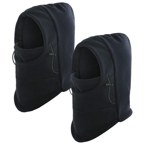 2x Windproof Thermal Fleece Balaclava Beanie Hat Full Face Mask Ski - Black - Main Image